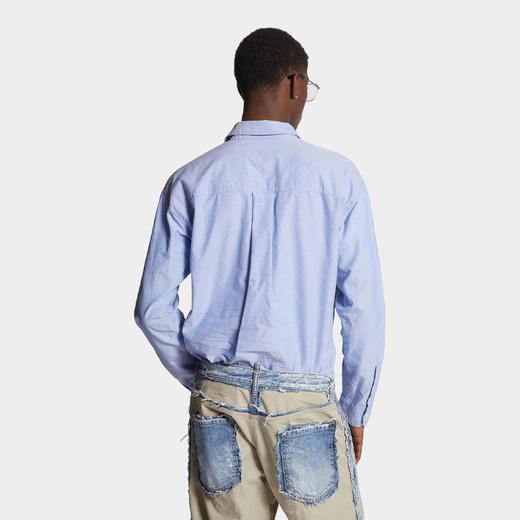 DSQUARED2 男士字母徽标刺绣棉质长袖衬衫 浅蓝色 S74DM0897 S47420 482 商品图3