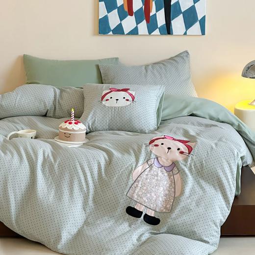 【释放每日疲惫 唤醒元气满满】全棉A类贴布绣双层纱全棉四件套纯棉亲子儿童学生宿舍床品三件套 商品图6