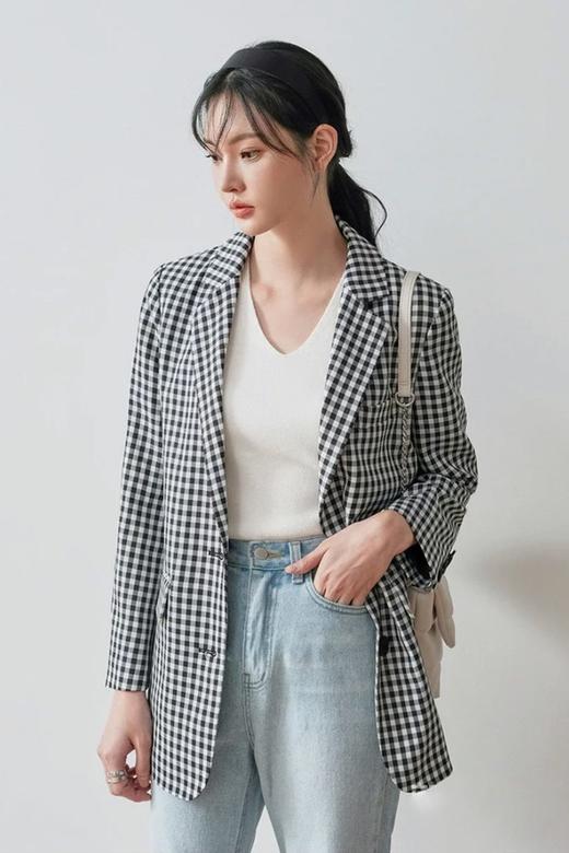 韩都衣舍/Handu Group 简约格纹西装外套 11636 商品图0