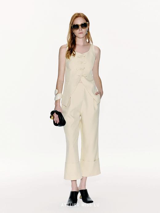 【奶酪兔耳】兔耳蝴蝶结收腰马甲上衣 商品图0