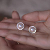 日月轮丨正品实拍6A强光天然扁圆淡水珍珠白蝶贝镶嵌S925银针耳钉 商品缩略图0
