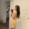 【奶油春日】多巴胺复古蓝黄格纹连衣裙女设计感短裙V0550196 商品缩略图4
