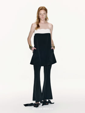 【几何造云】撞色水流线条环绕吊带连衣裙