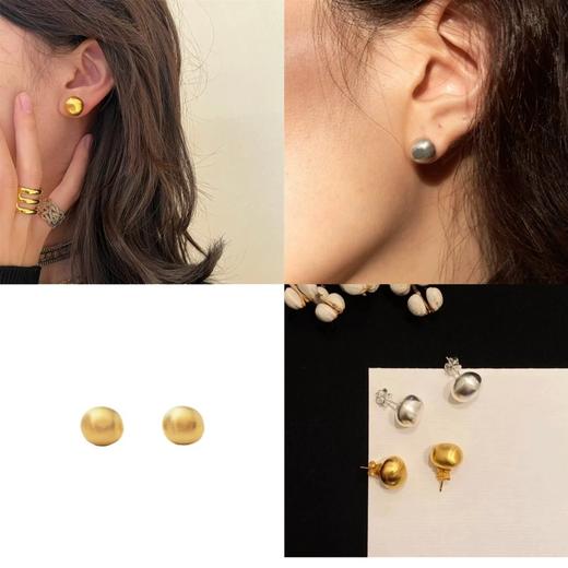 鎏金岁月！耳畔生辉！小号复古拉丝金球银球耳钉！ 商品图0
