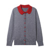 CC-11-9113小个子2025春秋季新款洋气娃娃翻领针织开衫女士拼色短款毛衣外套 商品缩略图4
