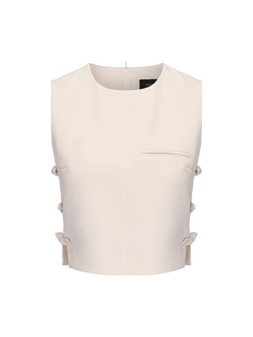 【独领】兔耳蝴蝶结侧面镂空无袖上衣 商品图4