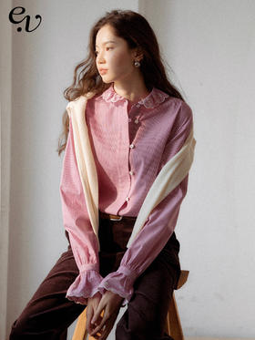 【现货】Even Vintage|100%新疆长绒棉 多巴胺刺绣花边甜美复古感秋冬衬衫