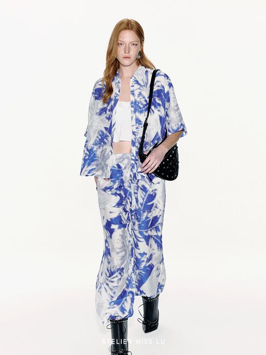 【卡普里清朗】品牌定染印花桑蚕丝亚麻混纺长裤 商品图2