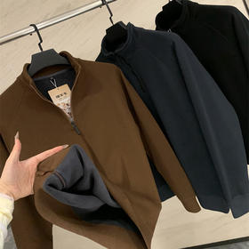柜399! 2025绵羊毛混纺奥粒绒复合!男士春秋冬纯色百搭半高领抓绒衫卫衣！