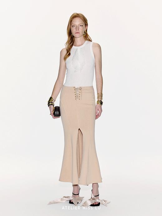 【涅柔斯】交叉绑带设计前开衩鱼尾长裙 商品图1