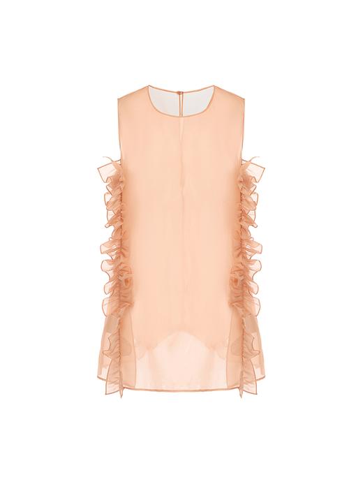 【橘子汽水】立体压褶花边设计透视上衣 商品图4