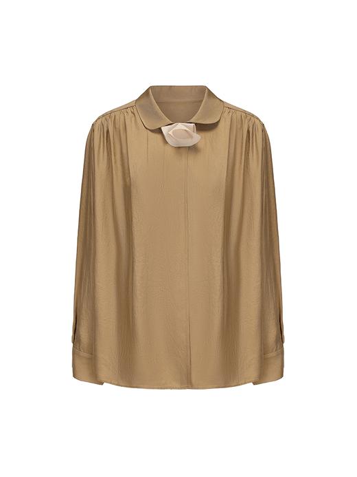 【琥珀松林】立体兰花裁片拼接设计醋酸衬衫 商品图4