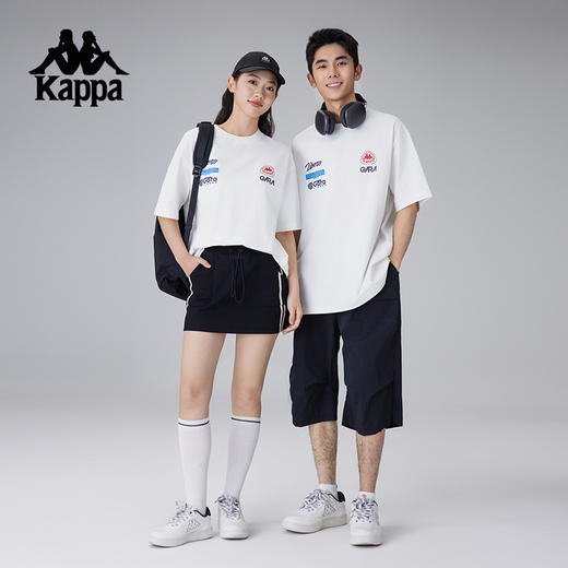 Kappa卡帕背靠背运动短袖情侣新款美式休闲T恤女纯棉印花上衣男款 商品图0