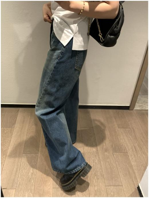 MM6线条阔腿牛仔裤 宽松休闲通勤微喇裤 商品图11
