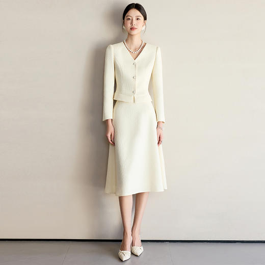 IWY/米色西装套装女高级感美容院接待职业套裙秋冬通勤商务裙工作服25CS708 商品图0