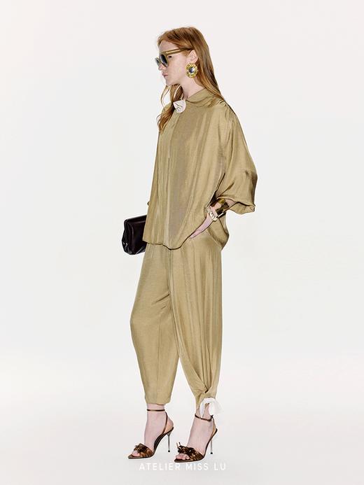 【流光金焰】蝴蝶结点缀收口醋酸锥形裤 商品图2