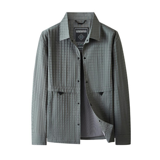 【新款DWD】大依优型大码春秋季新款男士格子翻领夹克外套加肥加大码时尚夹克上衣胖子 商品图10