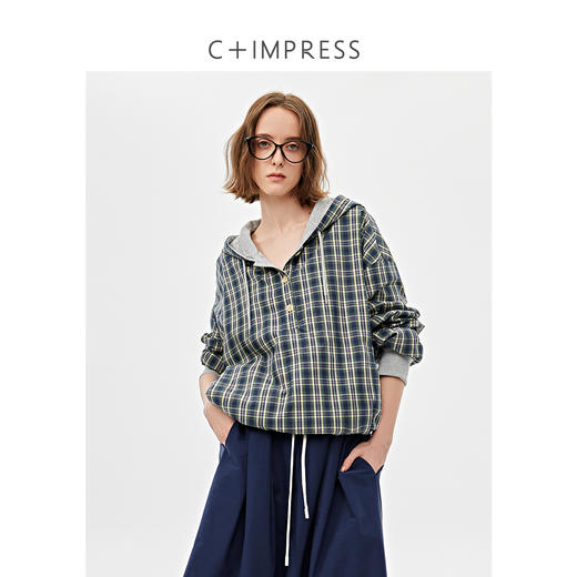 双面穿复古格子松弛感卫衣套装2025春WY2501036 商品图1