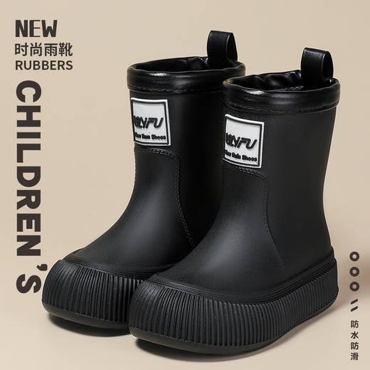 【束口雨鞋】男女童水靴 中学生中大童雨靴 加绒水鞋 防滑外穿防水胶鞋 商品图9
