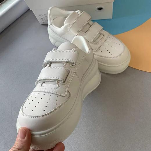 2025简约经典魔术贴小白鞋头层牛皮真皮厚底增高板鞋松糕休闲运动鞋女 商品图2