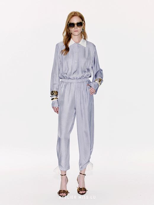 【南法遐想】蝴蝶结撞色拼接弹力收腰醋酸连体裤 商品图0