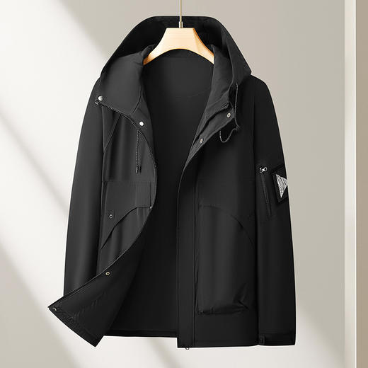 【新款DX】大依优型大码男装连帽工装潮流男士夹克外套休闲户外冲锋衣上衣胖子 商品图1