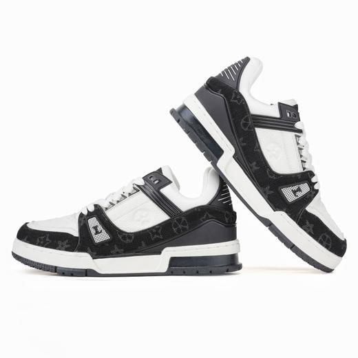 真皮L家trainer新款潮牌板鞋男女轻奢牛仔黑潮流休闲鞋子 商品图1