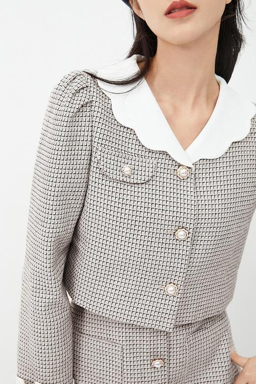 Eifini伊芙丽 白色花瓣领外套短裙套装 11576 商品图3