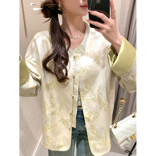 金蘑菇菇 粉若桃花醉 /新中式撞色锦缎肌理提花 商品图4