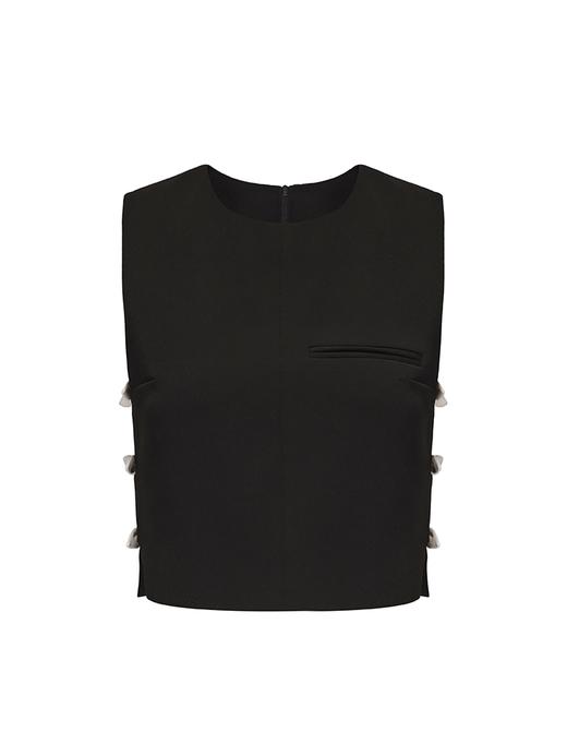 【独占】撞色兔耳蝴蝶结侧面镂空无袖上衣 商品图4