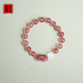 草莓晶貔貅手链