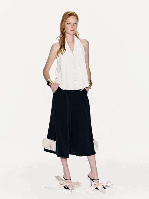 【日不落】拼色设计露背挂脖A字马甲上衣 商品图1