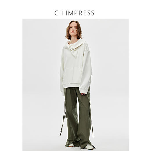 真丝羊毛天丝混纺可造型大翻领慵懒感宽松卫衣2025春WY2501027 商品图4