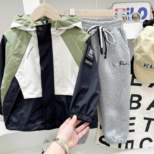 【新品上架！双层拼色冲锋衣！】男童春季新款外套 2025童装上衣 中大童工装外套 男童帅气拼接冲锋衣-QQ 商品图3