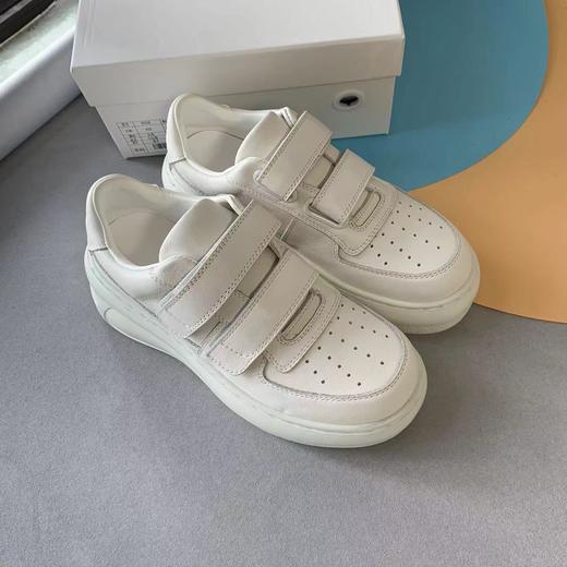 2025简约经典魔术贴小白鞋头层牛皮真皮厚底增高板鞋松糕休闲运动鞋女 商品图0