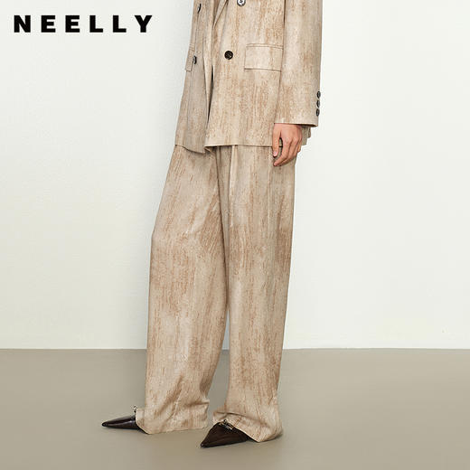 NEELLY纳俪商场同款春新款时尚扎染休闲直筒裤女百搭垂感随性长裤N25023H01111 商品图0