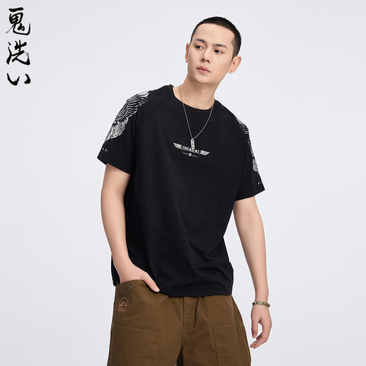 ONIARAI/鬼洗25春夏新品游侠飞鹰肩甲凉感插肩袖短T男式 B840273 商品图1