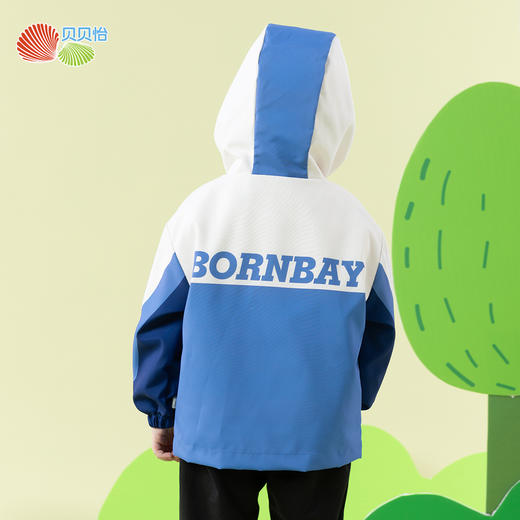 贝贝怡【防泼水】2025新款春夏男童外套户外运动防风连帽儿童夹克ZB1ES045 商品图5