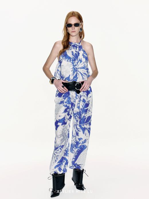 【海滨微风】品牌定染印花桑蚕丝亚麻混纺吊带上衣 商品图2