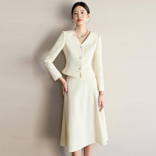 IWY/米色西装套装女高级感美容院接待职业套裙秋冬通勤商务裙工作服25CS708 商品图2