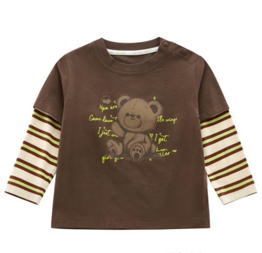 拉比-童衣类（春）I5自然假两件圆领衣咖啡色（PH) 商品图3