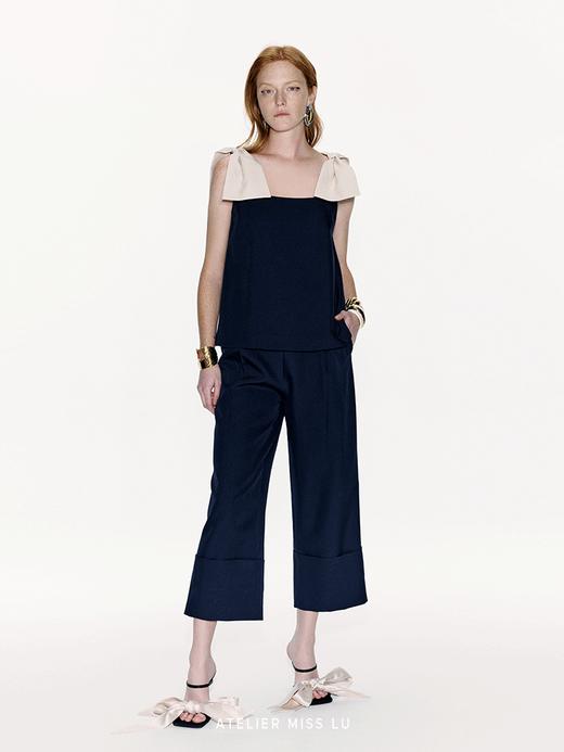 【跳跃星辰】撞色造型蝴蝶结设计A字上衣 商品图0