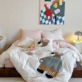 【释放每日疲惫 唤醒元气满满】全棉A类贴布绣双层纱全棉四件套纯棉亲子儿童学生宿舍床品三件套