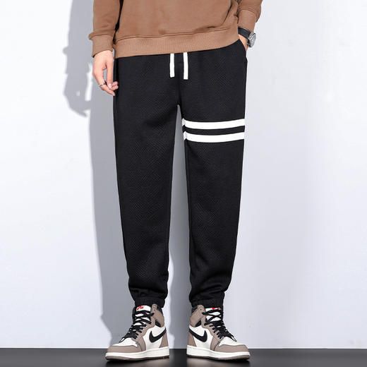 【新款DYG】大依优型大码斜纹千鸟格束脚卫裤男简约风潮牌印花大码休闲裤男胖子 商品图0