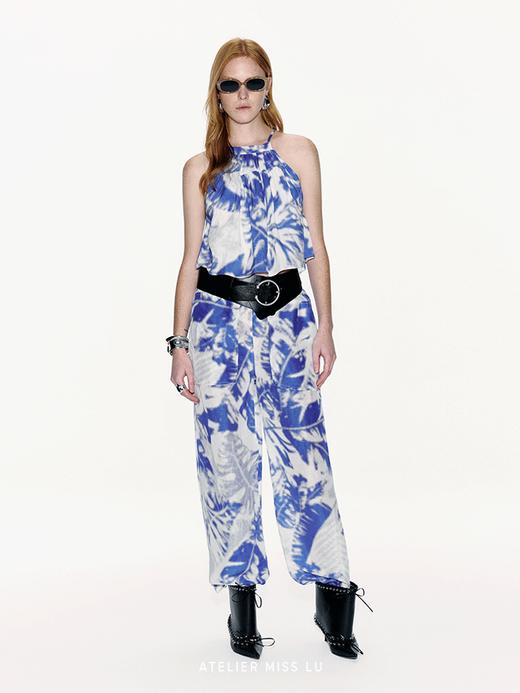 【海滨微风】品牌定染印花桑蚕丝亚麻混纺吊带上衣 商品图1