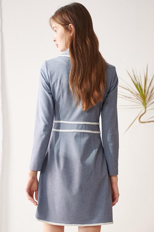 OECE 白色装饰花边条收腰连衣裙 11568 商品图2