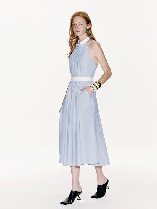 【夏日海风】立体兰花裁片拼接挂脖露背大摆连衣裙 商品图2