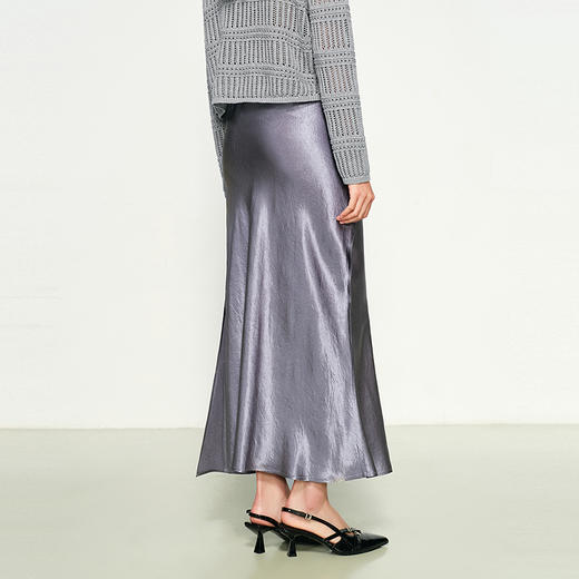 NEELLY纳俪商场同款春新款轻奢优雅半身裙女高腰垂感气质A字裙N25023E01109 商品图1