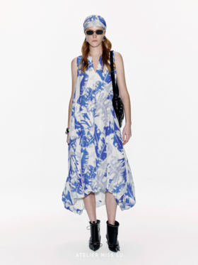 【奥法庄园】品牌定染印花桑蚕丝亚麻混纺丝巾