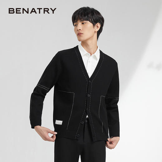 贝纳川绗线描边设计男士时尚开衫ECK316002402 商品图0